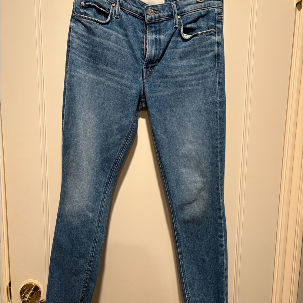 MOTHER Light Blue Denim Jeans mid rise dazzler ankle